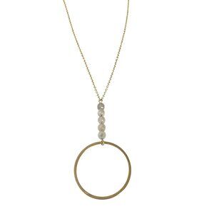 eSBe Designs Minimalist Circle Agate Necklace Sara Blaine Design 37"